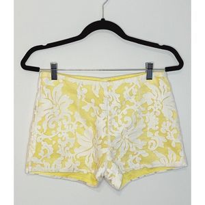 Esley White & Yellow Lace Mini Shorts